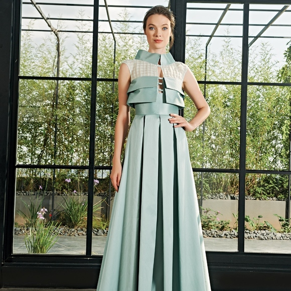 Elegant Special Pleated Taffeta Gown
